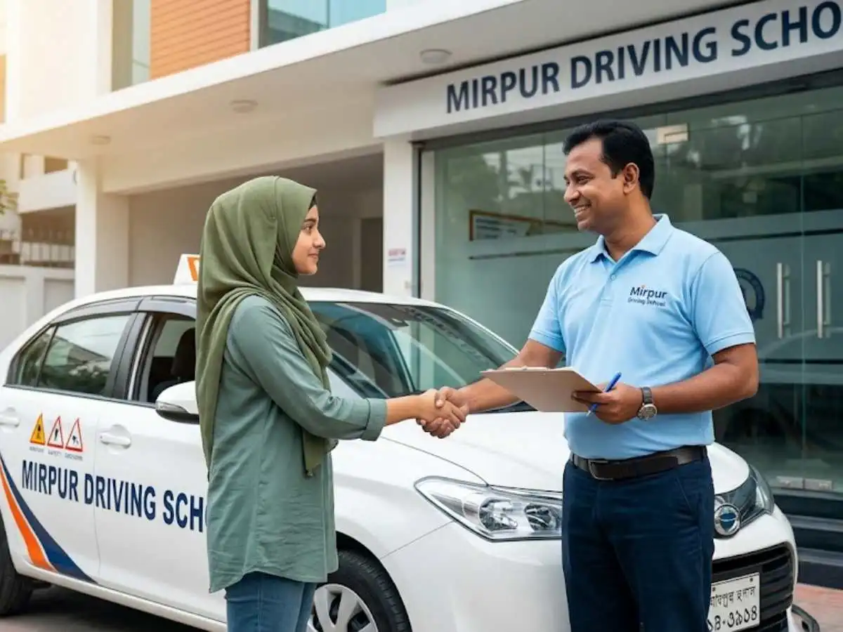 Professional driving instructor welcoming a learner at Mirpur Driving School
