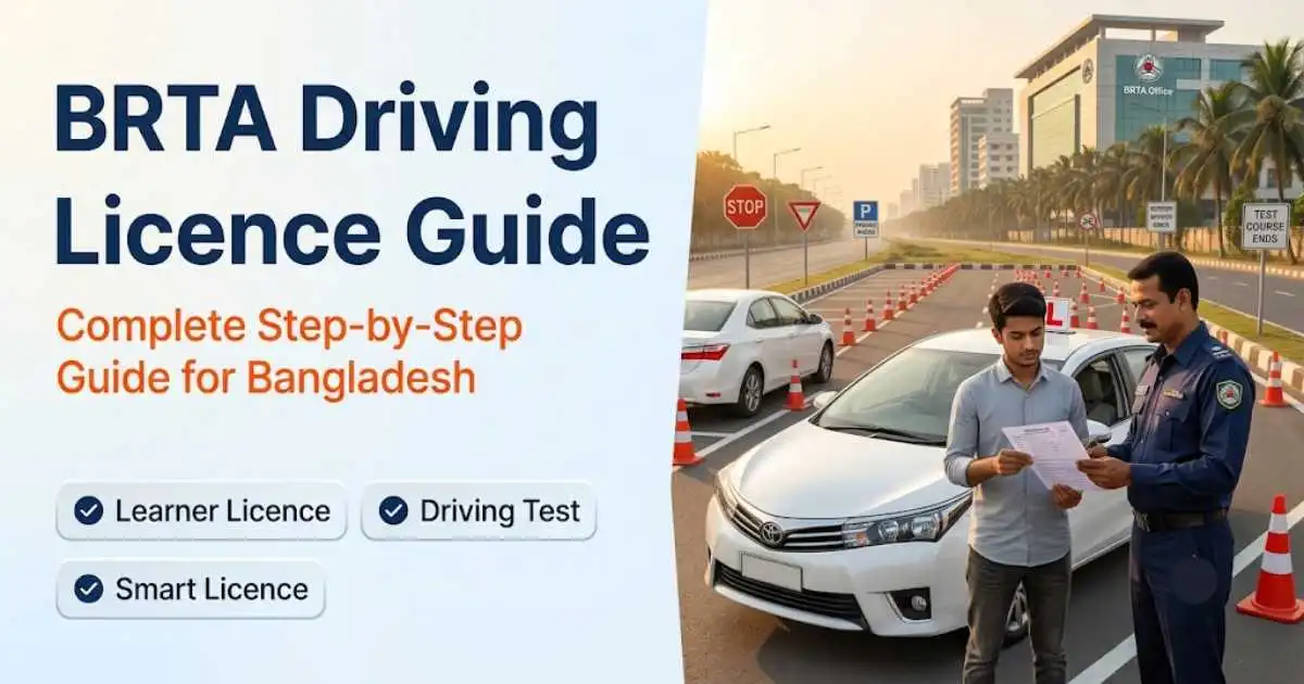 Complete BRTA driving licence guide in Bangladesh including learner licence, driving test, smart licence and application process