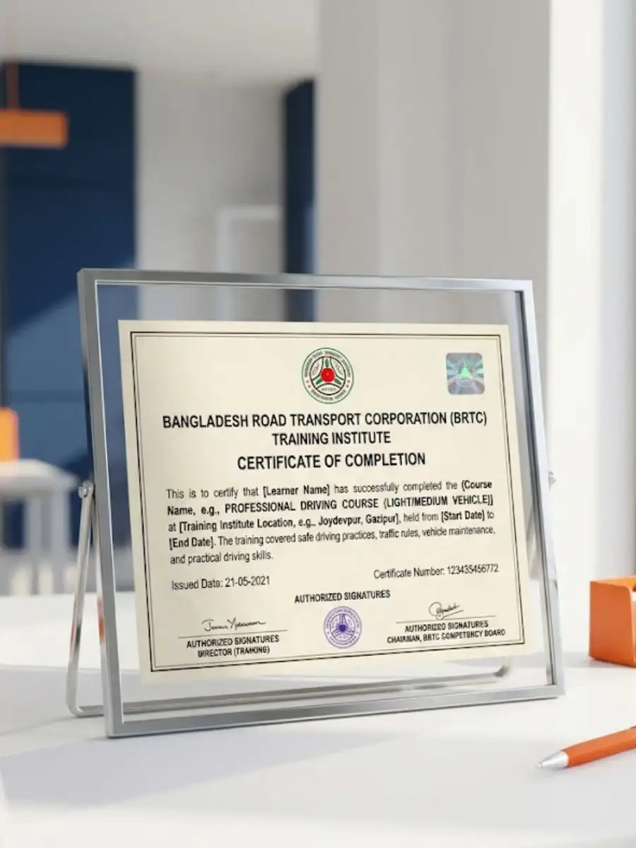 BRTC Training Certificate of Mirpur Driving School Instructor